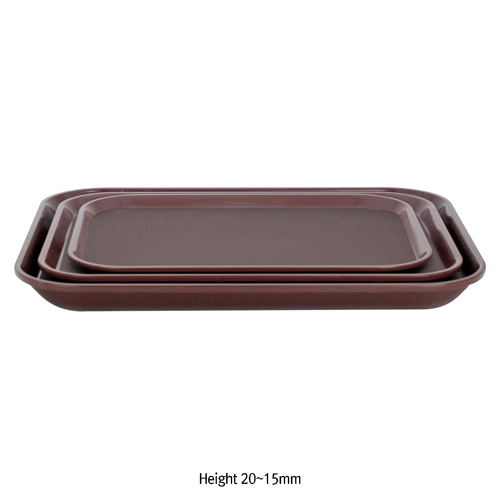 Wisd PC Non-Slip Tray, Brown, Multi-use, -130℃+125℃Good for Foodstuff, with ABS Alloy Non-Slip Surface, PC 논슬립 사각 쟁반/트레이