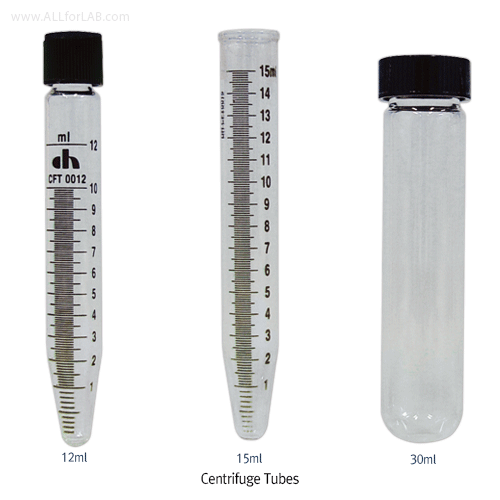 SciLab® Centrifuge Tube, with Amber Graduation(Conical-type), 12~40㎖With or Without Teflon Line Screwcap, 글라스 원심관