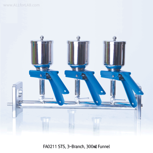 TJV® Vacuum Manifolds & Filter Holder Funnel, Ideal for Strong Solvents & HPLC mediaWith All Stainless-steel & Glass Funnel, Single-/3-/6-Branchs, 진공 매니폴드 & 필터 홀더