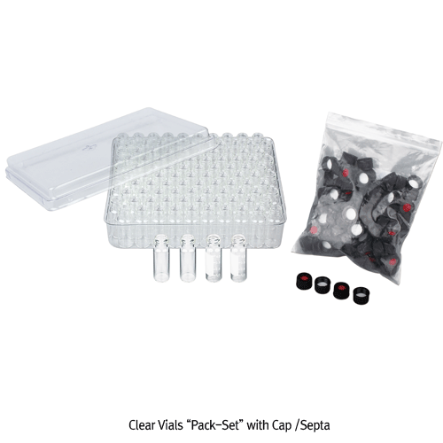 SciLab® 13-425 Screwtop 4㎖ Vials, with Black PP Cap & Septa, Normal-grade, “Pack-Set”With “USP-I” Boro 5.0 Glass, Φ15×h45mm, 4㎖ Screwtop 바이알 세트