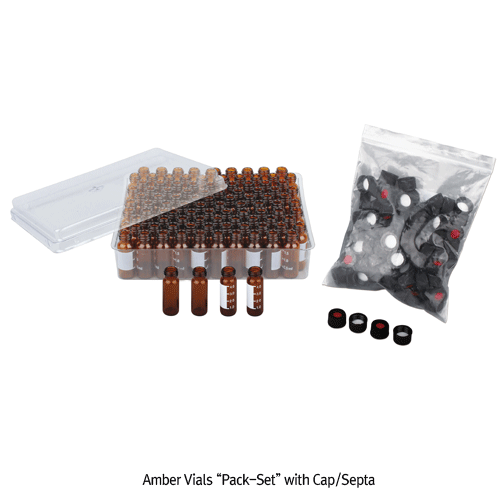 SciLab® 13-425 Screwtop 4㎖ Vials, with Black PP Cap & Septa, Normal-grade, “Pack-Set”With “USP-I” Boro 5.0 Glass, Φ15×h45mm, 4㎖ Screwtop 바이알 세트