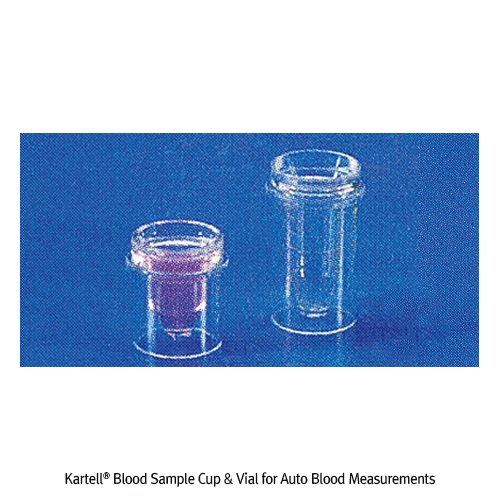 Kartell® Blood Sample Cup & Vial for Auto Blood Measurements, DisposableSuitable for Foodstuff, -10℃+70/80℃, 혈액 분석 장비용 샘플 바이알 & 컵