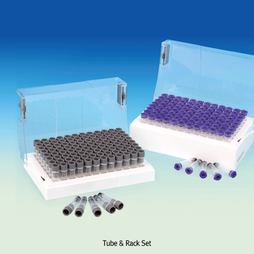 SBS Format 2D Barcoded Storage Tube & Rack Set, with PP Screwcap / TPE Plug, 0.5~1.4㎖Ideal for Cryogenic Storage, DNase-/RNase-/Endotoxin-free, 2D 바코드 멸균 냉동 튜브와 랙
