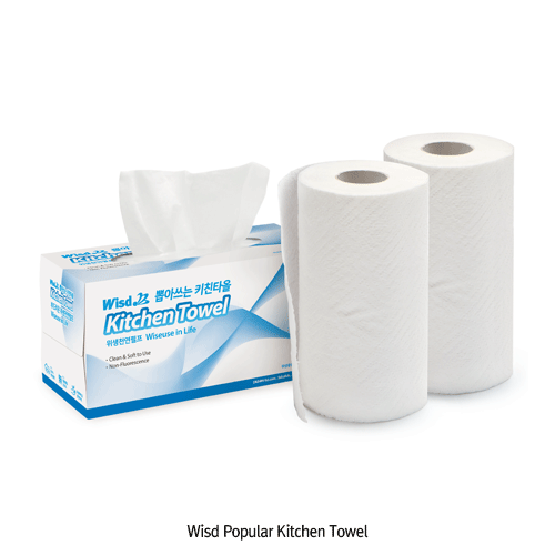 Wisd Popular Kitchen Towel, Sheet- & Roll-type, Low-Lint, Non-Fluorescence, Non-ToxicMade of 100% Virgin Natural Pulp, 2-Layer, 범용 키친타올, 시트타입 & 롤 타입