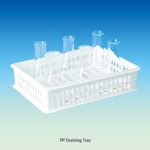 PP Draining Container/Tray, Stackable, White, Autoclavable, 4.5Lit Suitable for Drying·Storage·Transfer &c., Lightweight, -10℃+120℃, PP 트레이