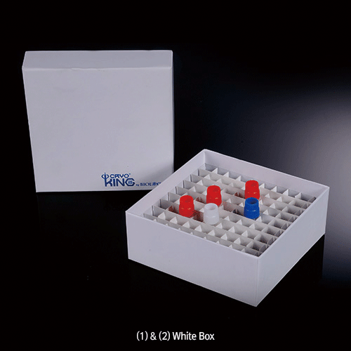 81 & 100-hole Cardboard Freezer Box, for 0.5~4㎖ Cryovials & Microtubes,133×133×h52mm or h77mmIdeal for ULT Freezer and LN2 Freezing, with Cell Φ12/13mm, -196℃+121℃, 81 & 100 홀 판지 냉동 보관 박스