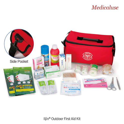 Iljin® Outdoor First Aid Kit, Red Polyester BagWith 25 items(18×11×h23cm), and 24 items(33×14×h18cm)야외용 구급가방