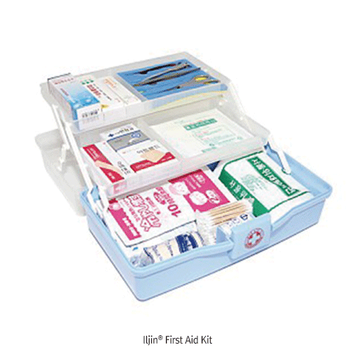 Iljin® First Aid Kit, with Beauty Articles, Compact-typeWith 3 Tiered System, 18 items(30×17×h13cm)With PP Case & Translucent Lid, 미용 / 구급함