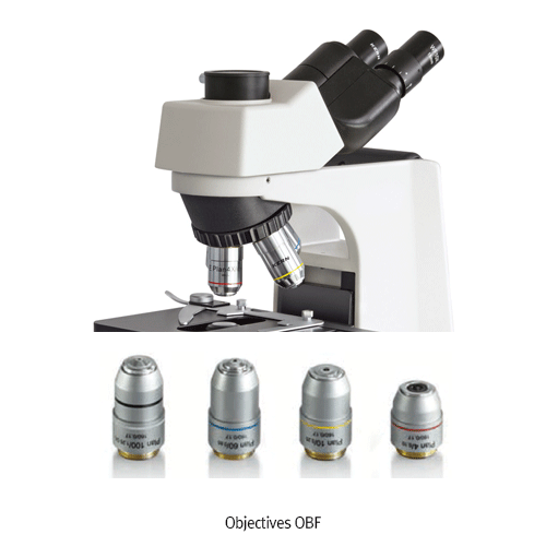 Kern® High Performance Compound Microscope “OBF-1” & “OBL-1”, Pre-centered, Koehler illumination, 40× ~ 1000× With 3W LED illumination, Butterfly Tube, 1.25 Abbe Condenser, Fully-Equipped Mechanical Stage, 고성능 연구용 생물 현미경