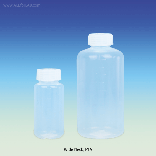 PFA High-shoulder Bottles, Narrow &Wide-screwcap, 100~1000㎖ <br> 투명 테프론 PFA 바틀, 하이 숄더 타입, 세구 & 광구, -200℃ ~ +260℃ 내열
