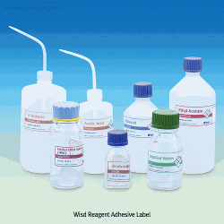 Wisd Reagent Adhesive Label, for Wash- or Reagent- Bottle, Transparent, with 4 Colors, L125×h45mm with White Marking Area, Printed Reagent Names & Molecular Formula & CAS Number and NFPA, 투명 시약명 접착라벨