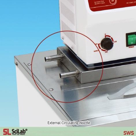 SciLab® Internal/External Precise High-temp bath Circulator “WiseCircu® SCH”, up to 250℃, ±0.1℃, 8·12·22·30 litWith Stainless-steel Flat Lid, Digital fuzzy control System, Certi. & Traceability, Flow 16 lit/min, Lift 2.8mIdeal for Heating Line of Facility