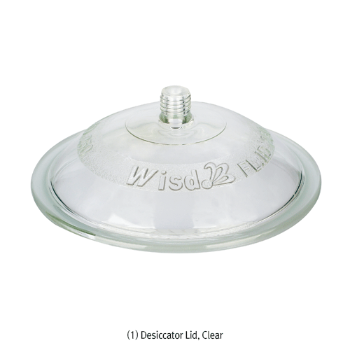 Wisd Functional Glass Desiccator Set for General-purpose and Vacuum-use, with Compatible Lid & Plate, id.Φ150~Φ300mm With or Without Interchangeable PTFE Needle-valve Stopcock, Clear & Amber, 기능성 유리 데시케이터 세트, 일반용 & 진공용 호환, 투명 & 갈색