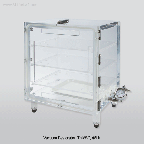 DAIHAN® 7~48Lit Vacuum PMMA Desiccator, Clear, with Press-Gauge With Upper- or Front-Door, Approx - 1 Torr / 133Pa, [Korean-made], 진공 데시케이터