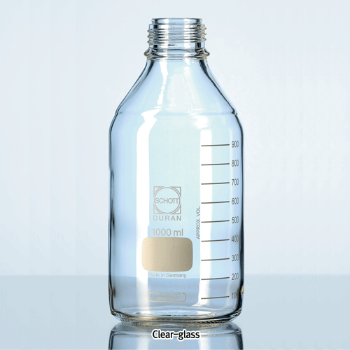 DURAN® GL25~45 Standard Lab Bottle Only, without Cap & Pour-Ring, Clear & Amber, 10~20,000㎖ Boro-glass 3.3, with Graduation & DIN GL-Screwthread, Autoclavable, 캡 별도의 랩바틀