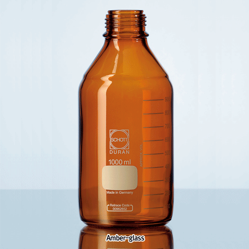 DURAN® GL25~45 Standard Lab Bottle Only, without Cap & Pour-Ring, Clear & Amber, 10~20,000㎖ Boro-glass 3.3, with Graduation & DIN GL-Screwthread, Autoclavable, 캡 별도의 랩바틀