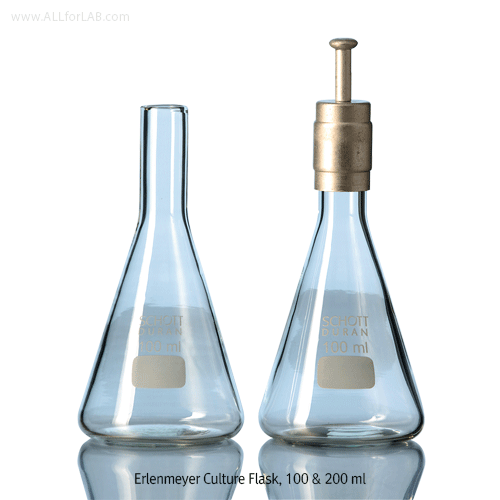DURAN® Φ18mm neck Culture-Bottle & -Erlenmeyer Flask, 100 & 200㎖For Preparation of Cultures in Nutrient Media, Boro-glass 3.3, 배양병 & 삼각플라스크