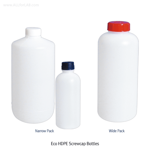 HDPE General Purpose Screwcap Bottle, 20~5,000㎖, With Insert Plug Cap for Tight SealingNarrow- · Wide- · Large-neck Types, -50℃~+105/120℃, Non-Autoclavable, PE 바틀