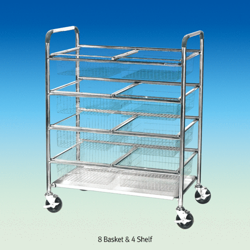 Utility Stainless-steel Cart, with 1~8 Wire BasketIdeal for Drying, Storage, and Transfer, 건조 · 보관 · 운반용 다용도 카트