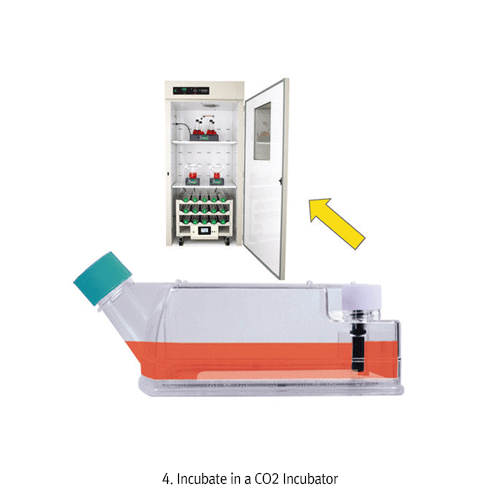Wheaton® CELLine TM BioReactor Flask, In-Vivo type Cell Cultivation Device, Cost-efficient, Space Saving and StackableHigh Density Cell Cultivation(10 7 ~10 8 cells/㎖), 50~100 times High Product Concentration, Reduces Operation TimeFor Cell Line · Protein