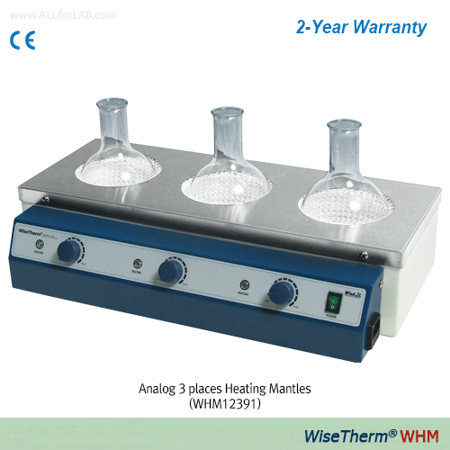 DAIHAN® Analog Aluminum-case Multi Heating Mantle, with 3 & 6 Places, 450℃, with Certi. & TraceabilityWith Glassware Supporting Rod & Clamp, Ideal for Extraction·Reflux·Distillation Applications, Lower Profile, 250~1,000㎖3 & 6 구 멀티 히팅맨틀, 추출/증류용에 적합, 조절기 내