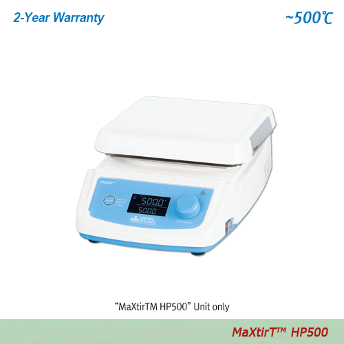 DAIHAN® 500℃ High-Temp Premium Hotplate “MaXtir TM HP500” , Solid Ceramic Glass Plate, 200×200mmWith Large LCD, Optimum Insulation Layer, Accurate Temp Control, Touch-button Controller, Hot-Top Indicator, Max. 500℃, Accu. ±0.3℃고온용 디지털 가열판, PID 온도 제어, 최적의 