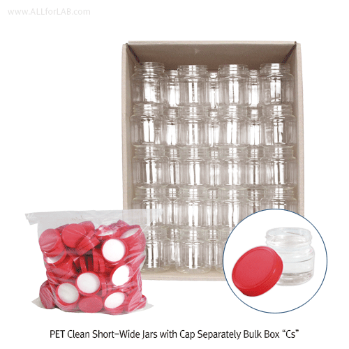 DAIHAN® PET Clear Short-Wide Jar, with PP Screwcap, 90~3,000㎖Ideal for Food Sampling/Storage, Transparent, Cap Attached, PET 단형/광구 투명병