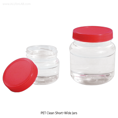 DAIHAN® PET Clear Short-Wide Jar, with PP Screwcap, 90~3,000㎖Ideal for Food Sampling/Storage, Transparent, Cap Attached, PET 단형/광구 투명병