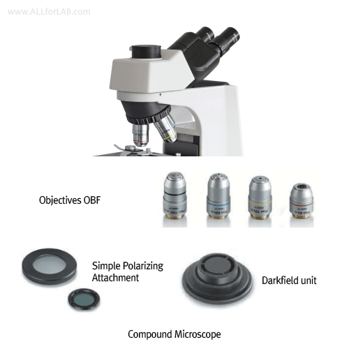 Kern® Compound Microscope, “OBL”, Binocular & Trinocular, with 3W LED illumination, 40× ~ 1000×360° Rotatable Tube, Wide Field Eyepieces, Suitable for Laboratory & Vocational Training, 쌍안·삼안 생물 현미경
