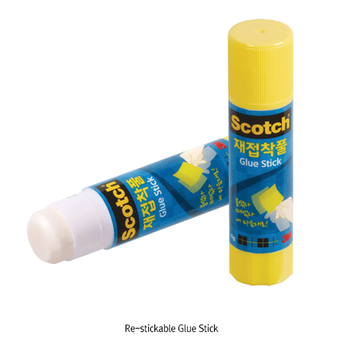 3M® Scotch® Re-stickable Glue Stick, Repositionable-type, 8g & 15gIdeal for Cardboard·Fabrics·Paper, Non-Toxic and Acid-free, 스카치® 재접착 풀