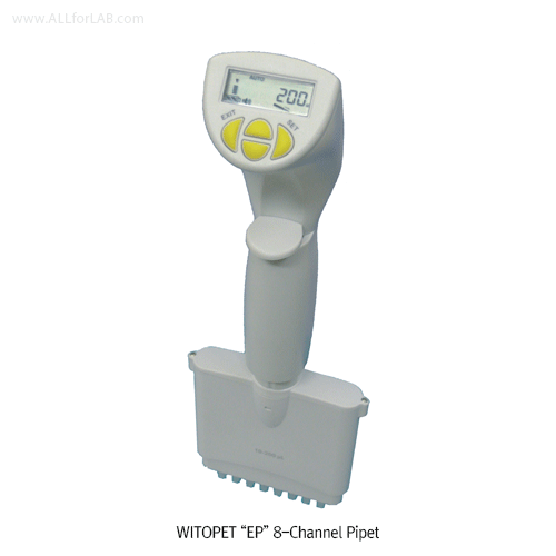 Witeg® WITOPET-EPTM Electronic Digital Pipettor, Single / 8-Channel Pipettor, 2㎕~1000㎕With Motorized Tip Ejection & Proven Cellular Battery, 전자식 디지털 다기능 피펫