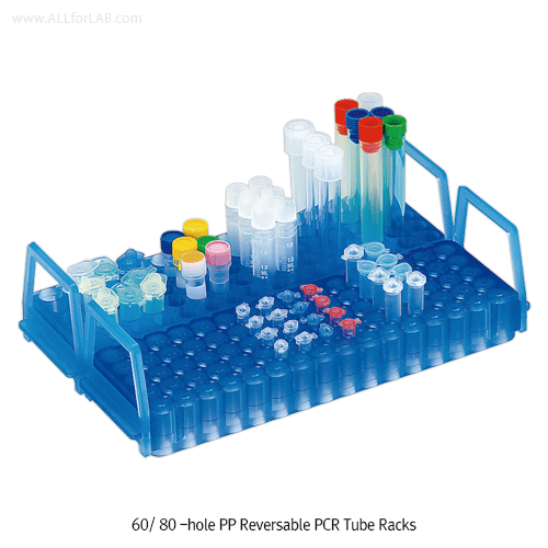 UniRack TM 60/80-hole Micro & PCR Tube Combi-Rack, PP, Reversible-typeIdeal for Cryovial·Microtube·PCR Tube·Φ12mm All Tubes, Stackable, 만능형 양면랙