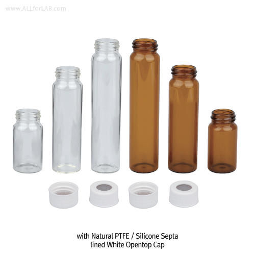 SciLab® 20~60㎖ EPA Vials, with Opentop Screwcap & Septa, “Pack-Set”With “USP-I” Boro 5.0 Glass, Clear & Amber, Normal-grade, 20~60㎖ EPA 바이알 Pack-Set