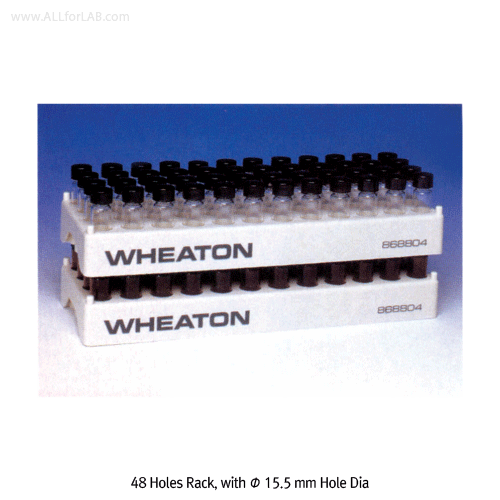 Wheaton® 36~96 Places White Gray PP Vial Racks, Heat Resistant at - 1 0℃ + 1 25/ 1 40℃, Autoclavable, 각종 바이알용 랙