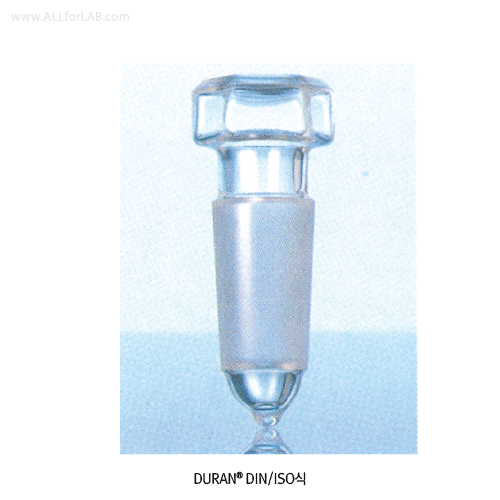 DURAN® Joint Glass Stoppers, Hexagonal Head, with Drip Tip, DIN/ISOJoint 글라스팁 스토파, Pointed-type, α3.3-glass