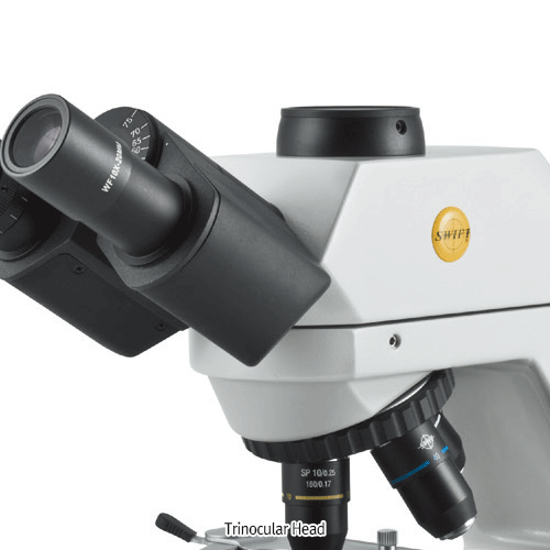Swift® Advanced Compound Microscope, “M10T.S”, with Optional C-mount Adapter, 40×~1000× with Trinocular Viewing Head, 고급형 쌍안 생물 현미경, 외부 디지털 카메라 연결 가능