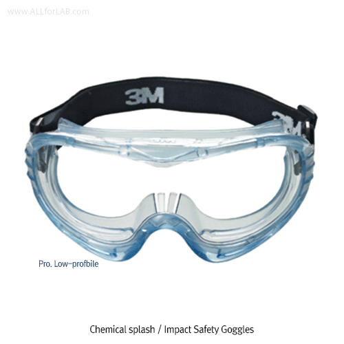 3M® Chemical splash / Impact Safety Goggles, Fit Well Over Glasses / Eyeware with Ventilation System, Coated Clean PC Lens, Anti-Fog / -Scratch / -UV 99.9%, 안전고글