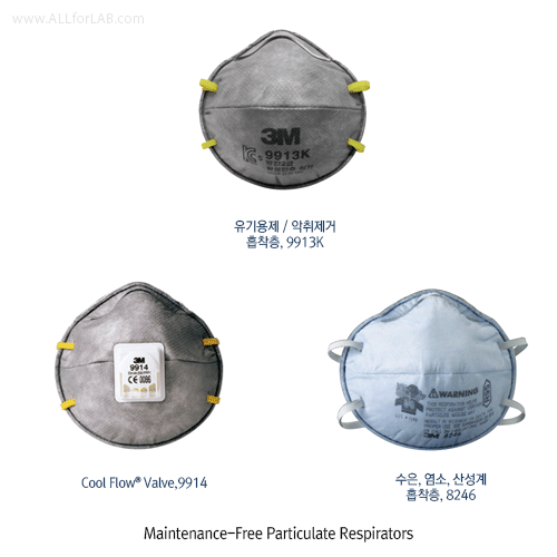 3M® Maintenance-Free Particulate Respirators, Light Weight, Comfortable & Convenient with Cool Flow® Exhalation Valve, Soft Inner Materials, 방진 마스크 특급 / 1급 / 2급