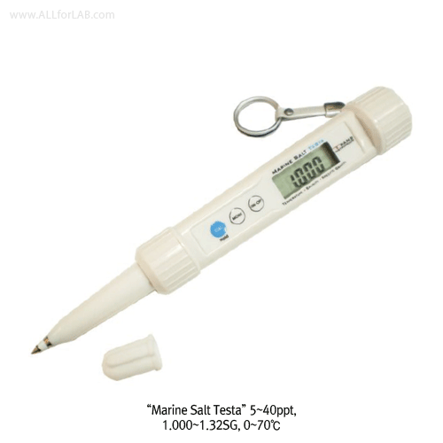 Trans® Marine Salt Tester, Measuring Specific Gravity, Salinity and Temp., 5~40ppt, 1.000~1.32SG, 0~70℃ with Automatic Temperature Compensation, Easy One Touch Calibration, 디지털 휴대용 염도 테스터