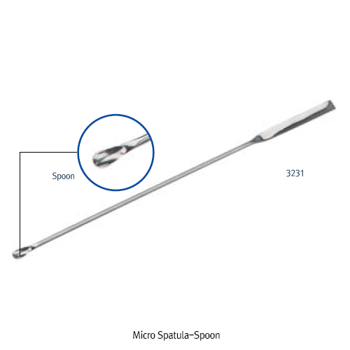 Bochem® High-grade Micro Spatula-Spoon, Finished Surface, L150~200mm Made of Non-magnetic Stainless-steel, 1400℃, 고품질 Micro 스패츌러-스푼