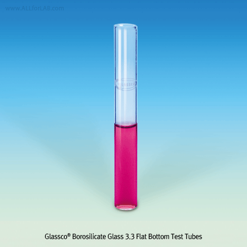 Glassco® Borosilicate Glass 3.3 Flat Bottom Test Tubes, without Rim, Φ12~Φ14mm Ideal for Pathological Tests & Disintegration Apparatus, 평 시험관