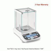 Kern® [d] 0.1mg, max.210g Popular Analytical Balance “ADB”, with External AdjustmentWith Glass Draft Shield, Backlit LCD, 인기형 표준분석/화학천평, 외부보정형