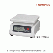 [d] 2 & 10g, max.10 & 30kg Waterproof Economy Scale “T-28K”, Digital LCD, IP×2With Rechargeable Battery, Tray, Back Light & LCD Display, DC Adapter, Pcs. Counting, 방수 경제형 스케일/저울