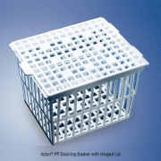 Azlon® PP Draining Basket with Hinged Lid, StackableIdeal for Sterilizing Test Tubes, Autoclavable, -10℃+125/140℃ Stable, PP 바스켓