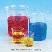 Azlon® PMP Clear Beakers, with USA Regulations, 25~2000㎖With Red Graduation, Glassy-Clear, 180℃ Stable, ISO 7056 ; PMP 투명 비커, 적색눈금