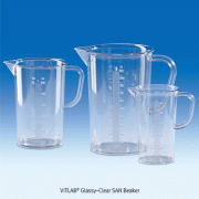 VITLAB® Glassy-Clear SAN Beaker, with Mould Scale & Handle, 250~3,000㎖Suitable for Foodstuff, DIN/ISO, -20℃+95℃, <Germany-made>, SAN 완전 투명 비커, 유리 같은 투명성