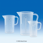 VITLAB® PP High-quality Tall Beakers, with Handle & Graduation, 50~5,000㎖Suitable for Foodstuff, DIN/ISO, 125/140℃, Autoclavable, PP 고품질/정밀형 톨비커, 핸들부