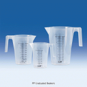 VITLAB® PP Graduated Beaker, Stackable with Hanger Handle, 250~3,000㎖With Black Scale, 0℃~125/140℃, <Germany-made>, 행거 핸들 피처