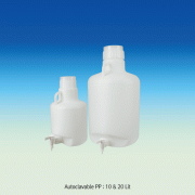 SciLab® 10 & 20 Lit Autoclavable PP Aspiration Bottle, for Chemical & WaterWith Handle·PP Screwcap·PP Stopcock, 0℃~125℃ Stable, PP 아스피레이터 바틀