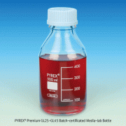 PYREX® Premium GL25~GL45 Batch-certificated Media-lab Bottle, 25~20,000㎖With PP Screwcap & Pouring Ring, Borosilicate Glassα3.3, GL25~GL45 프리미엄 투명 랩바틀